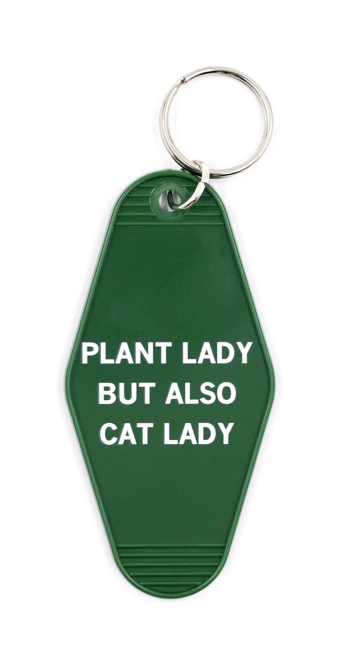 Plant Lady But Also Cat Lady Motel Style Keychain | Green