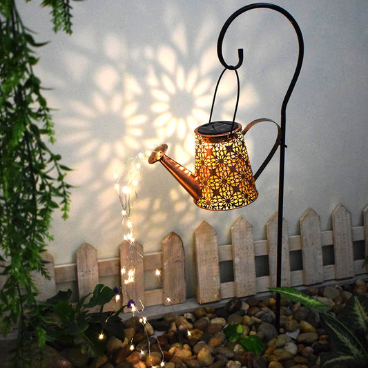 Solar Watering Can Garden Light with Cascading LED Stars