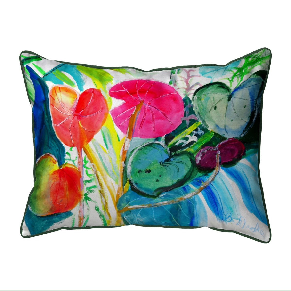 Cyclamen Plant Indoor Outdoor Pillow 16x20 | Betsy Drake