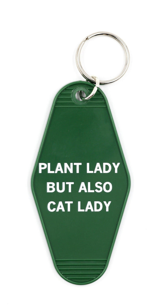 Plant Lady But Also Cat Lady Motel Style Keychain | Green