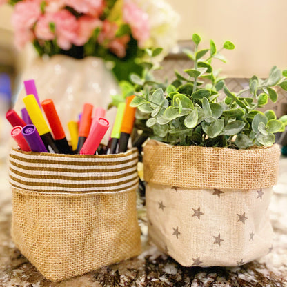 Reversible Burlap Plant Pot Cover - Two Looks in One