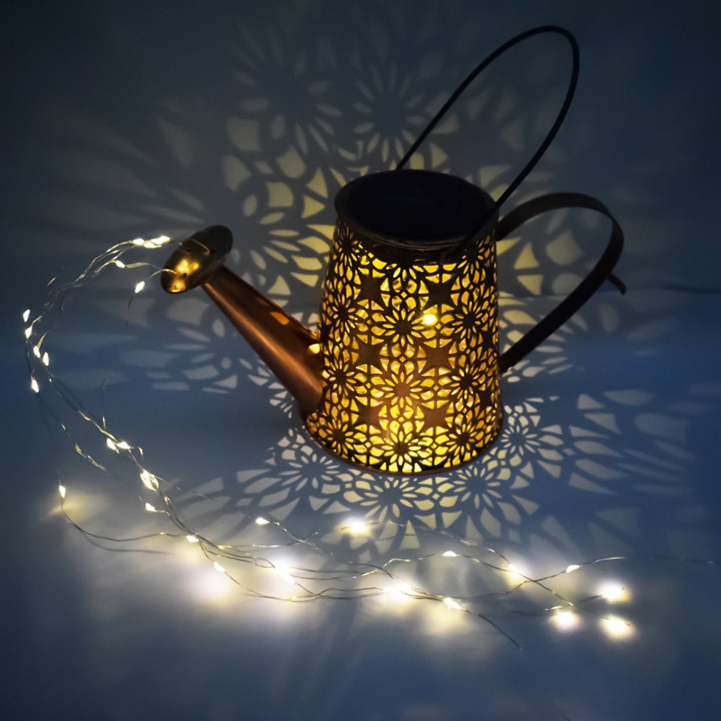 Solar Watering Can Garden Light with Cascading LED Stars