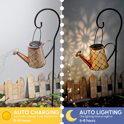 Solar Watering Can Garden Light with Cascading LED Stars