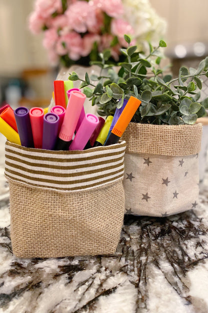 Reversible Burlap Plant Pot Cover - Two Looks in One