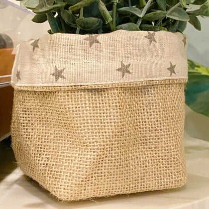 Reversible Burlap Plant Pot Cover - Two Looks in One