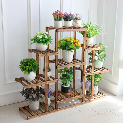 9-Tier Cascading Wooden Plant Display Stand