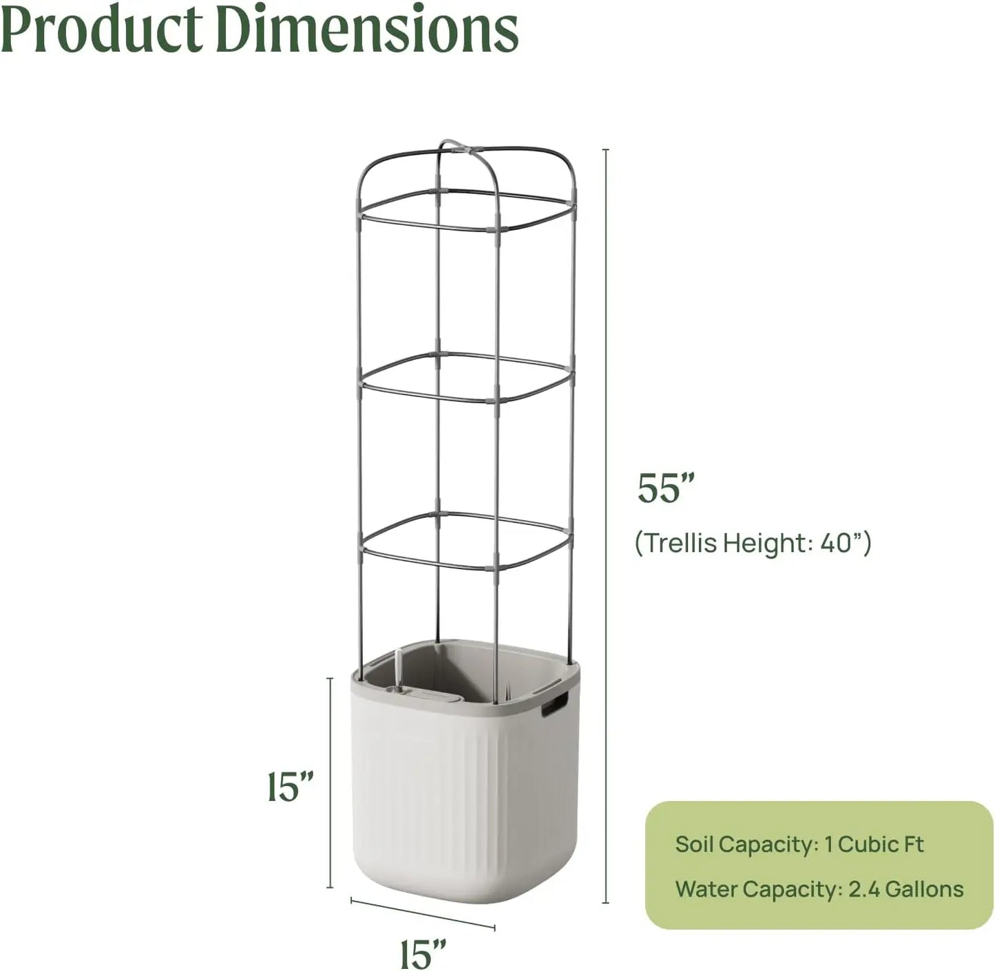 Planters for Outdoor & Indoor Plants, Large Plant Pots with Self Watering, 15" Tall Plant Pots with Trellis for Flowers Plants