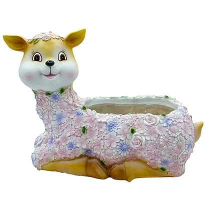 Deer Succulent Plant Pot Resin Mini Deer Plant Pot Creative Deer Statue Flowerpot Home Desktop Decoration