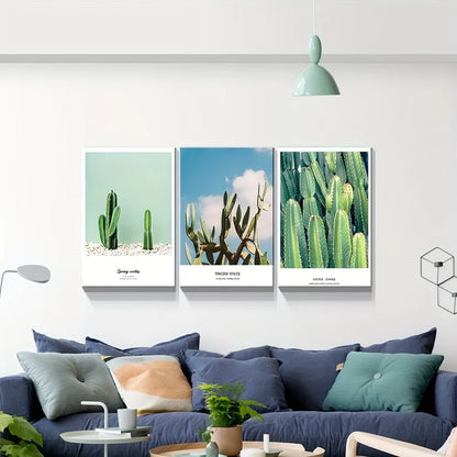 Cactus plant farmhouse wall art poster, aesthetic flower poster,1.5 inch thick pine solid wood frame