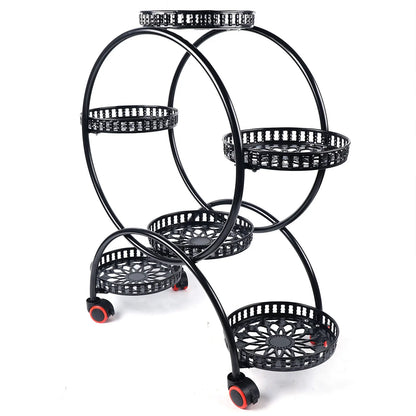 Metal Plant Stand With 6 Pots For Patio Living Room
