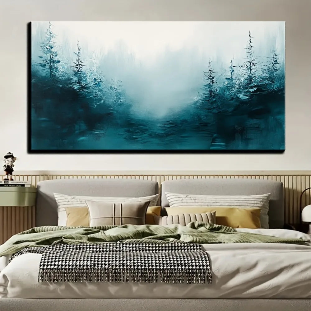 Bedroom Wall decor/Gold Abstract plant wall art/Line canvas photo decor, 1.5 inch thick pine solid wood frame, interior decor