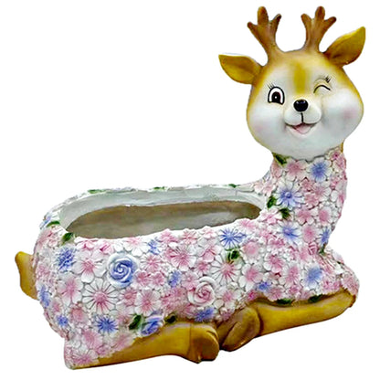 Deer Succulent Plant Pot Resin Mini Deer Plant Pot Creative Deer Statue Flowerpot Home Desktop Decoration