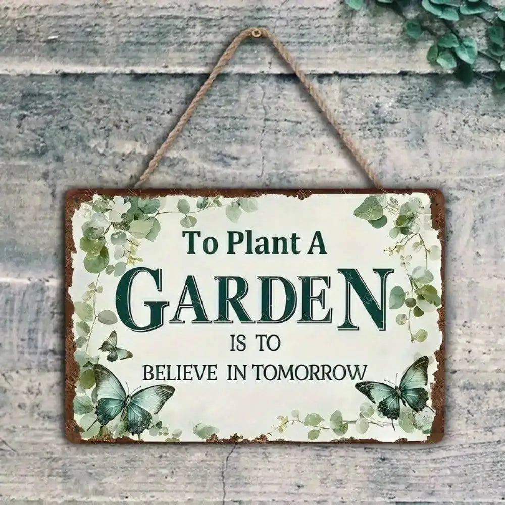 1PC "To Plant A Garden" Tin Sign - Vintage Floral Wall Art 8x12In/20x30Cm