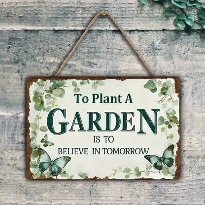 1PC "To Plant A Garden" Tin Sign - Vintage Floral Wall Art 8x12In/20x30Cm