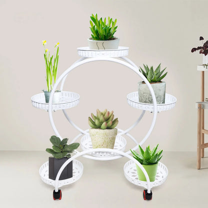 Metal Plant Stand With 6 Pots For Patio Living Room