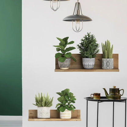 2pcs/set PVC 3D Green Pot Plants Leaves Wall Decals Simulation Shelves Green Plant Wall Art Mural Home Removable Sticker Decors