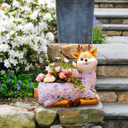 Deer Succulent Plant Pot Resin Mini Deer Plant Pot Creative Deer Statue Flowerpot Home Desktop Decoration