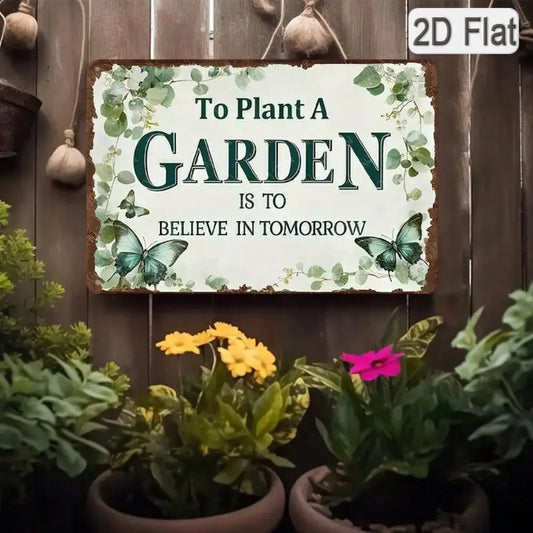1PC "To Plant A Garden" Tin Sign - Vintage Floral Wall Art 8x12In/20x30Cm