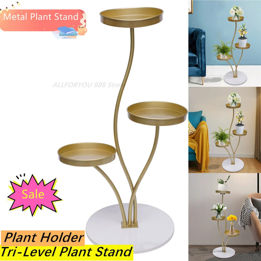 Plant Stand 3-Tier Metal Flower Pot Rack Holder for Succulent Indoor Outdoor Home Garden Decoration