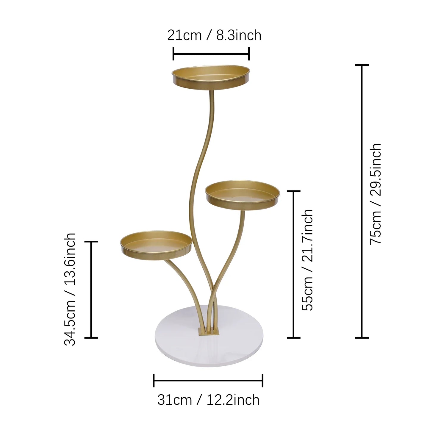Plant Stand 3-Tier Metal Flower Pot Rack Holder for Succulent Indoor Outdoor Home Garden Decoration