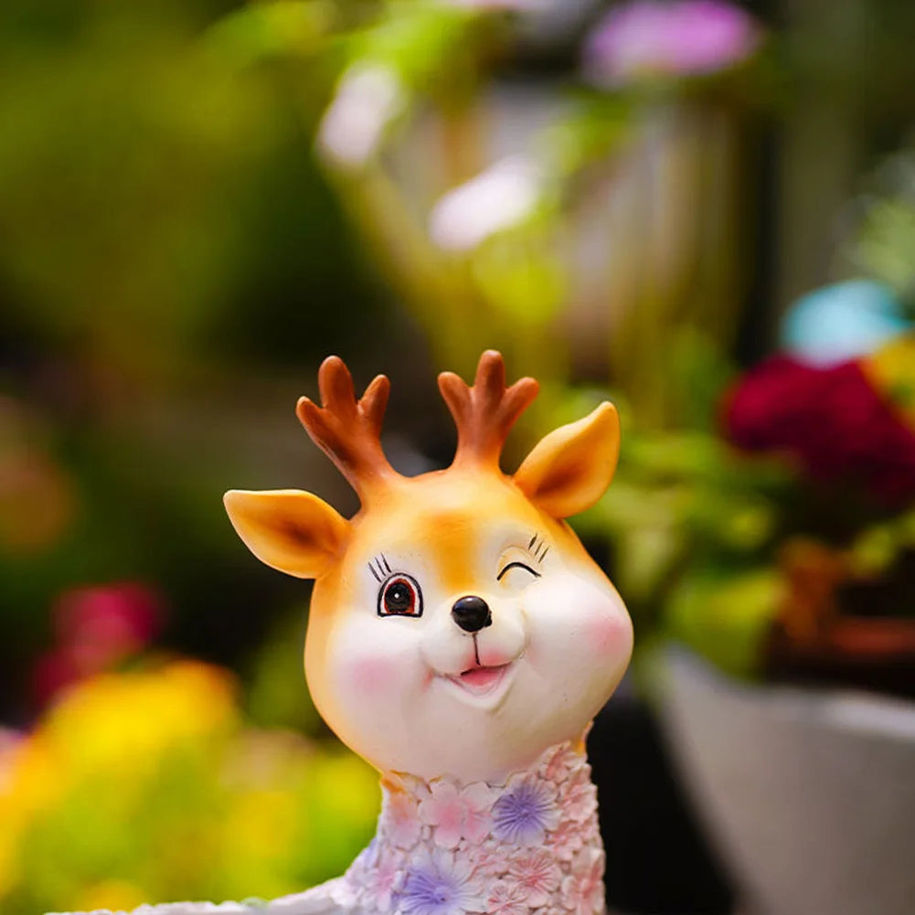 Deer Succulent Plant Pot Resin Mini Deer Plant Pot Creative Deer Statue Flowerpot Home Desktop Decoration