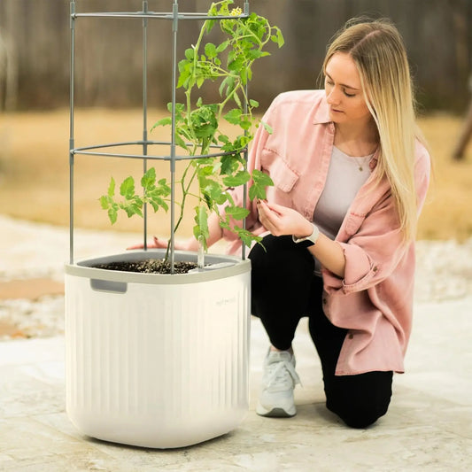 Planters for Outdoor & Indoor Plants, Large Plant Pots with Self Watering, 15" Tall Plant Pots with Trellis for Flowers Plants